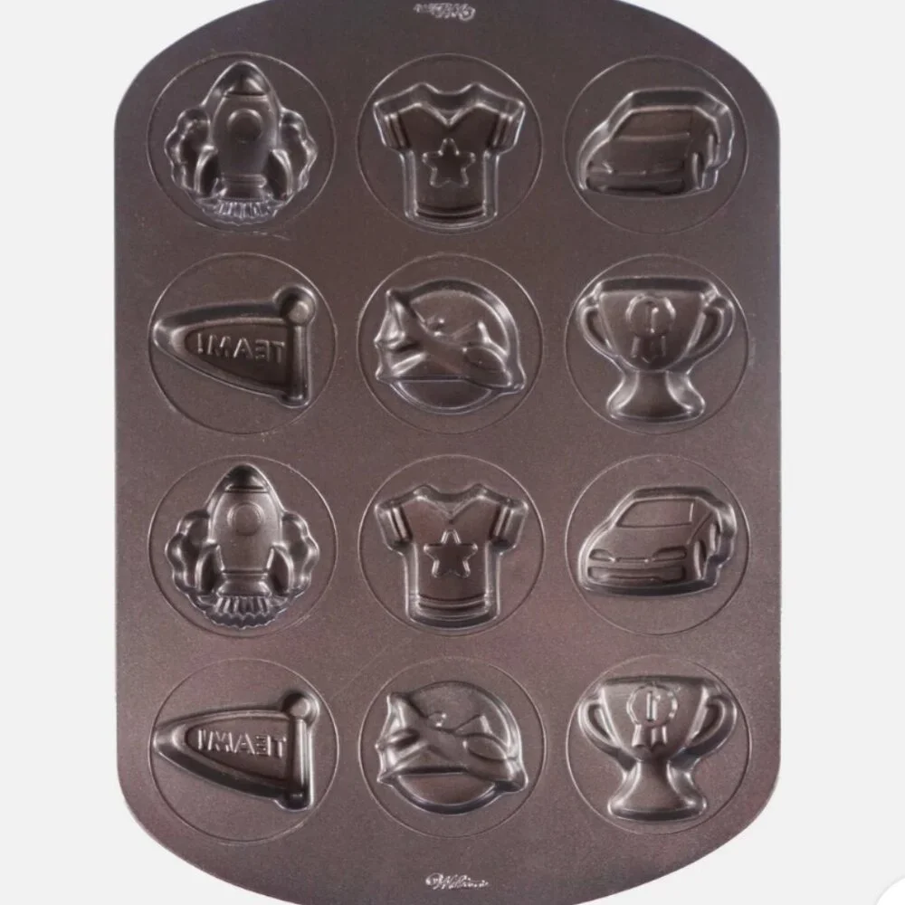 WILTON ULTRA BAKE 3--- 12 -CAVITY NON-STICK COOKIE PAN -BOY THEME